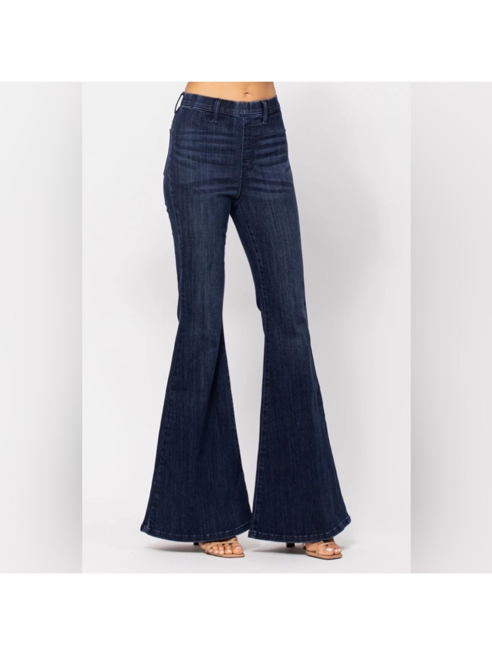 Judy Blue Dark Blue High-Rise Wide Leg Flare Jeans